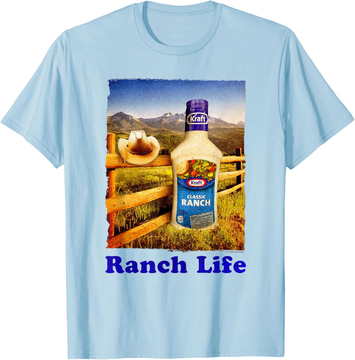 Heinz Kraft Ranch Life Classic Dressing Cowboy Portrait T-Shirt - T-Shirt | Light Blue
