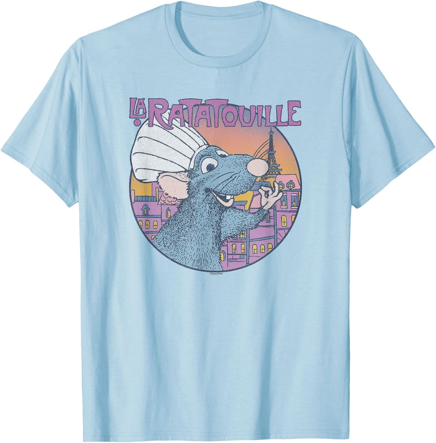 Disney Pixar Ratatouille Bon Appetit Circle Sign Small T-Shirt - T-Shirt | Light Blue