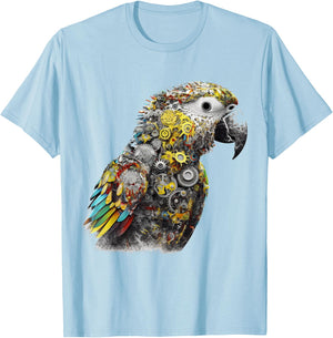 Parrot Animal Robot Fantasy Colourful Bird - Art Parrot T-Shirt - T-Shirt | Light Blue