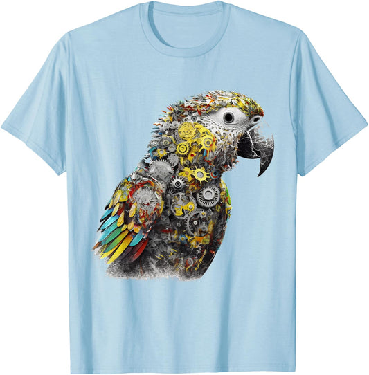 Parrot Animal Robot Fantasy Colourful Bird - Art Parrot T-Shirt - T-Shirt | Light Blue