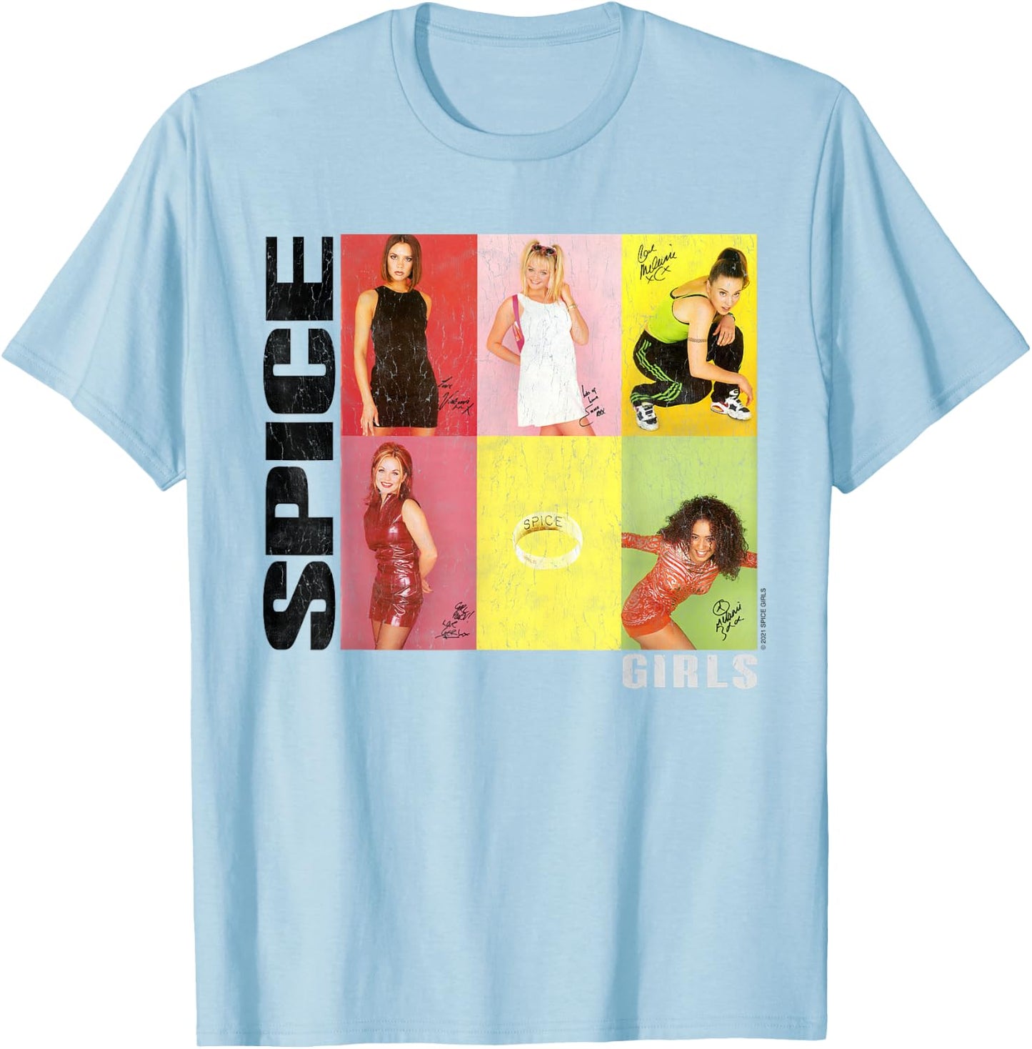 Official Spice Girls Signitures T-Shirt - T-Shirt | Light Blue