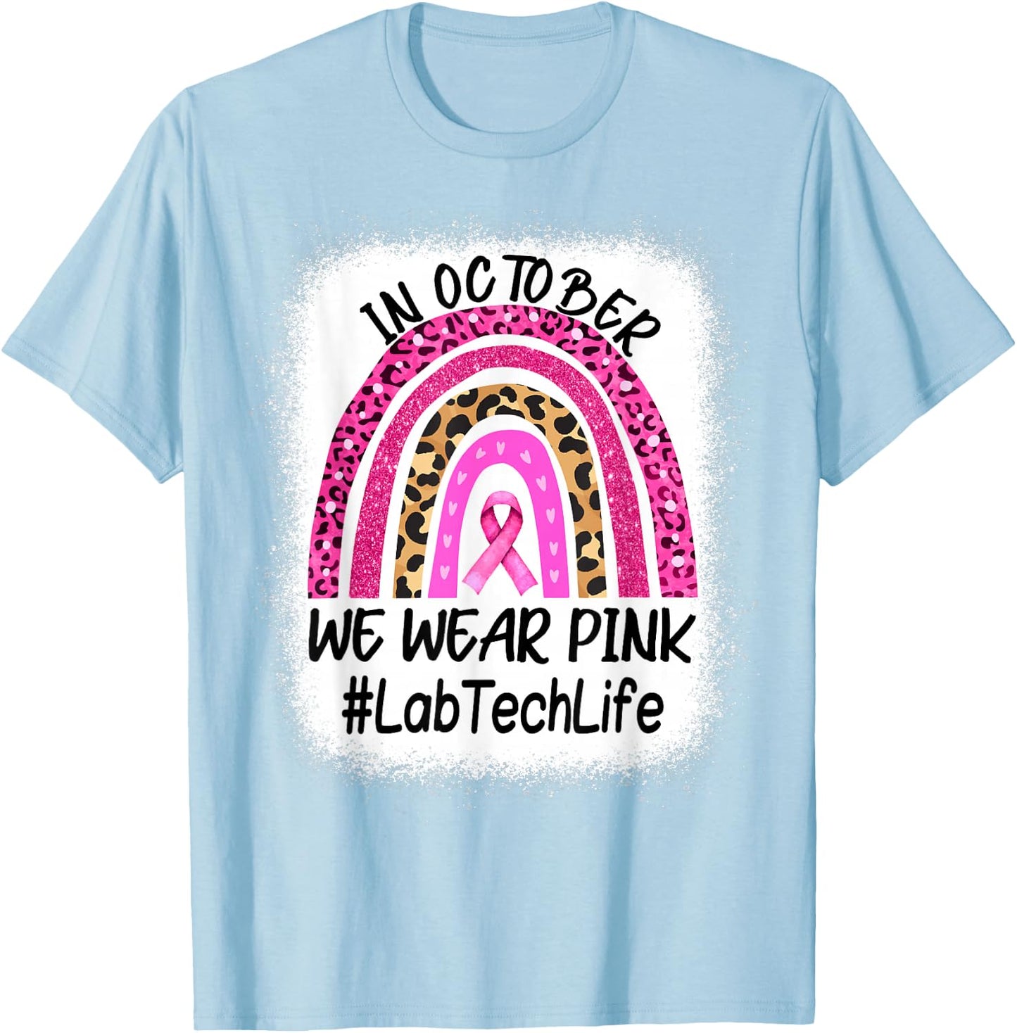 Lab Tech Rainbow Women Breast Cancer Awareness T-Shirt - T-Shirt | Light Blue