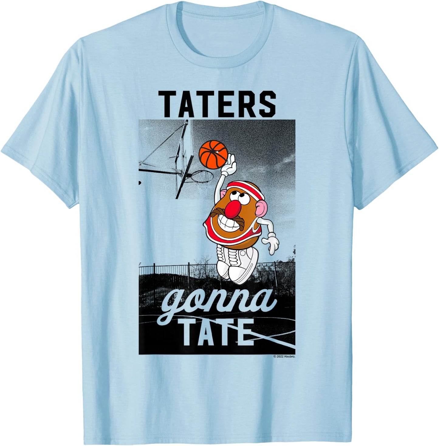 Mr. Potato Head Taters Gonna Tate Basketball Portrait T-Shirt - T-Shirt | Light Blue