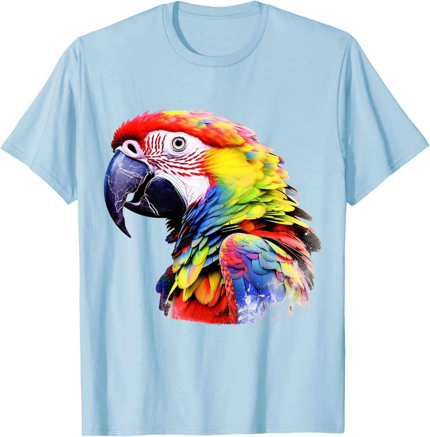 Parrot Lover Artwork | Animal Motif Parrot T-Shirt - T-Shirt | Light Blue