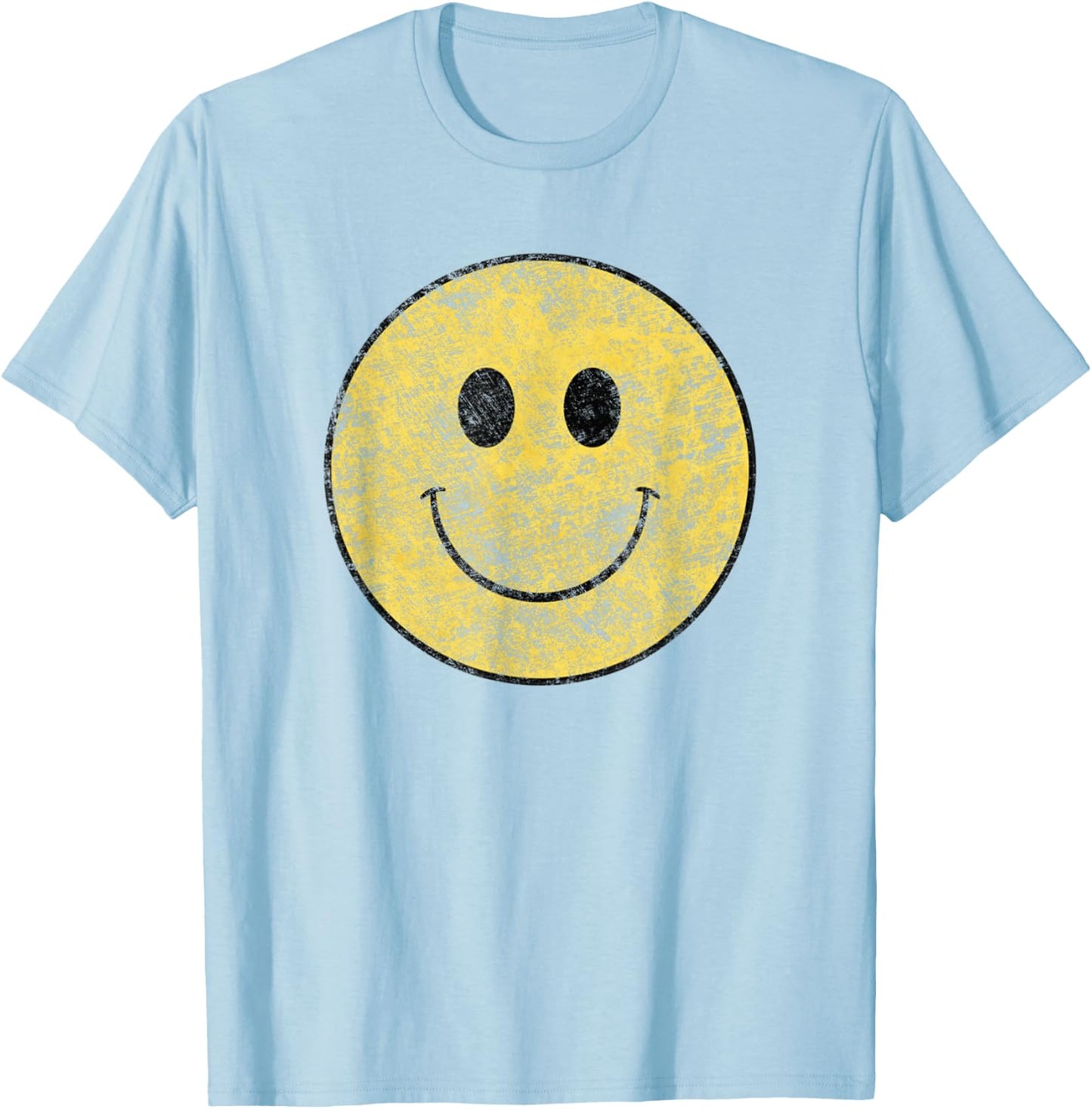 Vintage Smile Happy Face 70's Vibe T-Shirt - T-Shirt | Light Blue