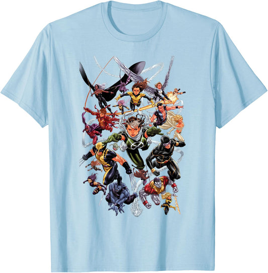 Marvel Comics Retro Classic X-Men Super Hero Flight Poster T-Shirt - T-Shirt | Light Blue