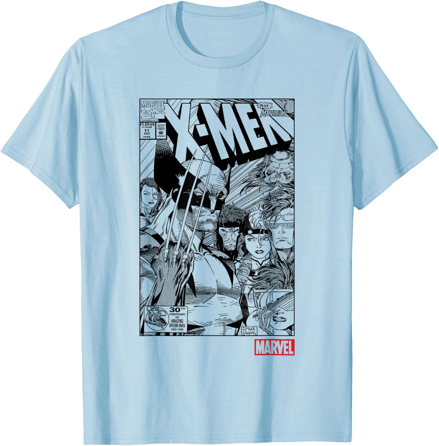 Marvel X-Men Black & White Comic Book Cover Poster T-Shirt - T-Shirt | Light Blue