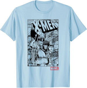 Marvel X-Men Black & White Comic Book Cover Poster T-Shirt - T-Shirt | Light Blue