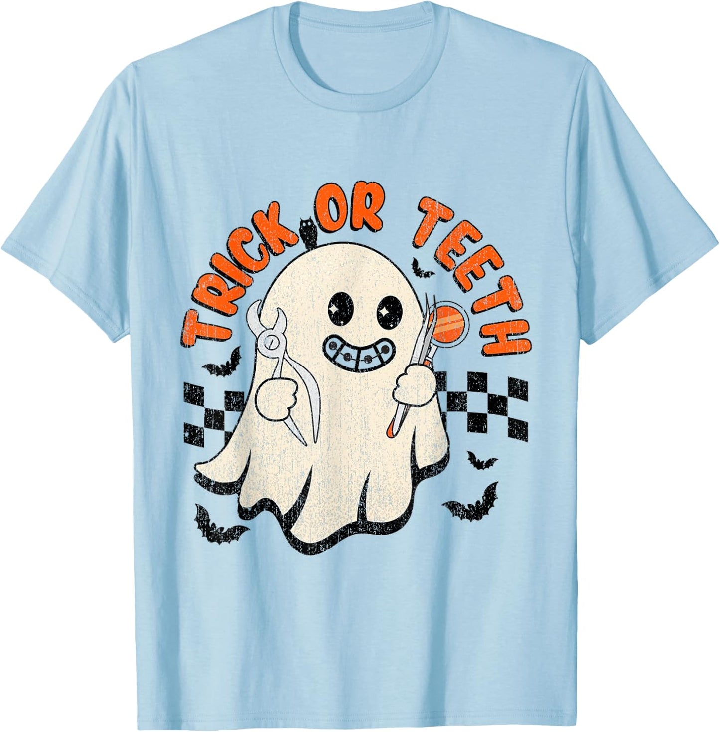 Orthodontist Halloween Trick Or Treat Dentist, Dental Assis T-Shirt - T-Shirt | Light Blue