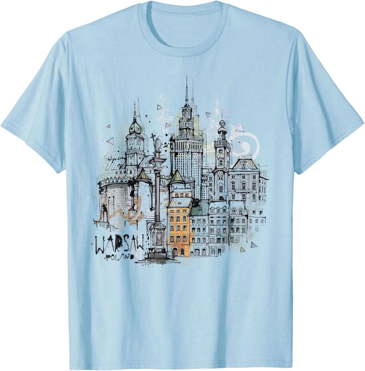 Travel Europe Poland Warsaw Polska Polish Vacation Souvenir T-Shirt - T-Shirt | Light Blue