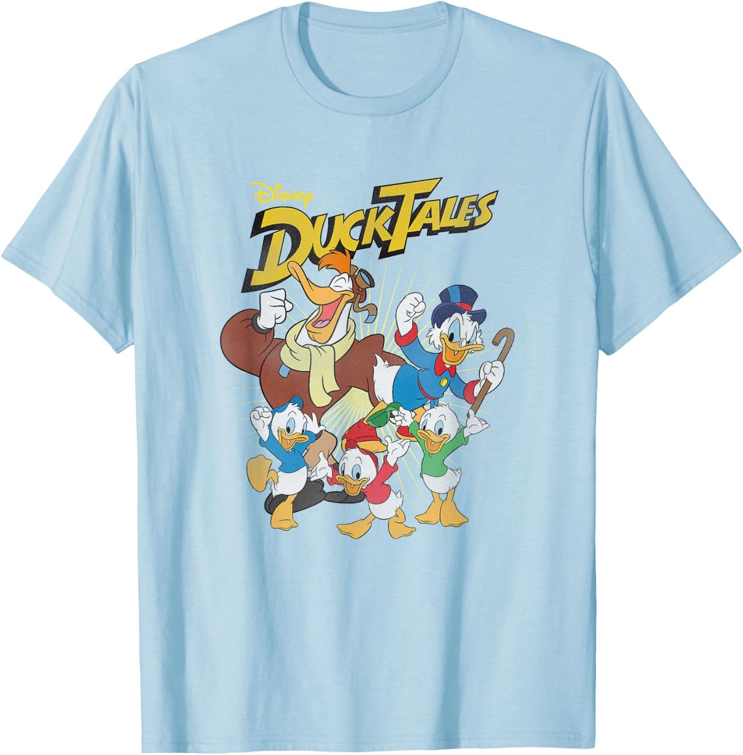 Disney DuckTales Main Characters Full of Joy Group Shot T-Shirt - T-Shirt | Light Blue