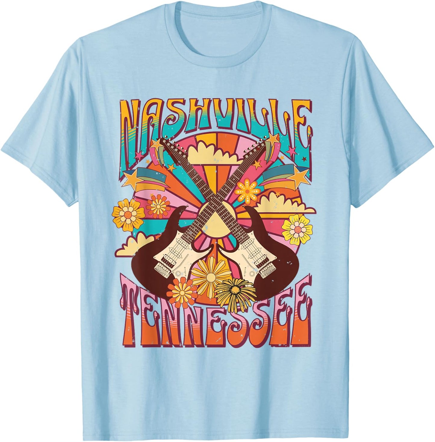 Nashville Country Music City Girls Trip Retro Nash Bash Bach T-Shirt - T-Shirt | Light Blue
