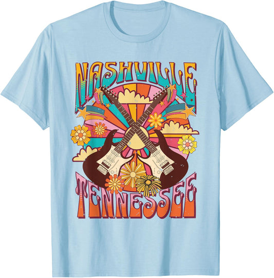 Nashville Country Music City Girls Trip Retro Nash Bash Bach T-Shirt - T-Shirt | Light Blue