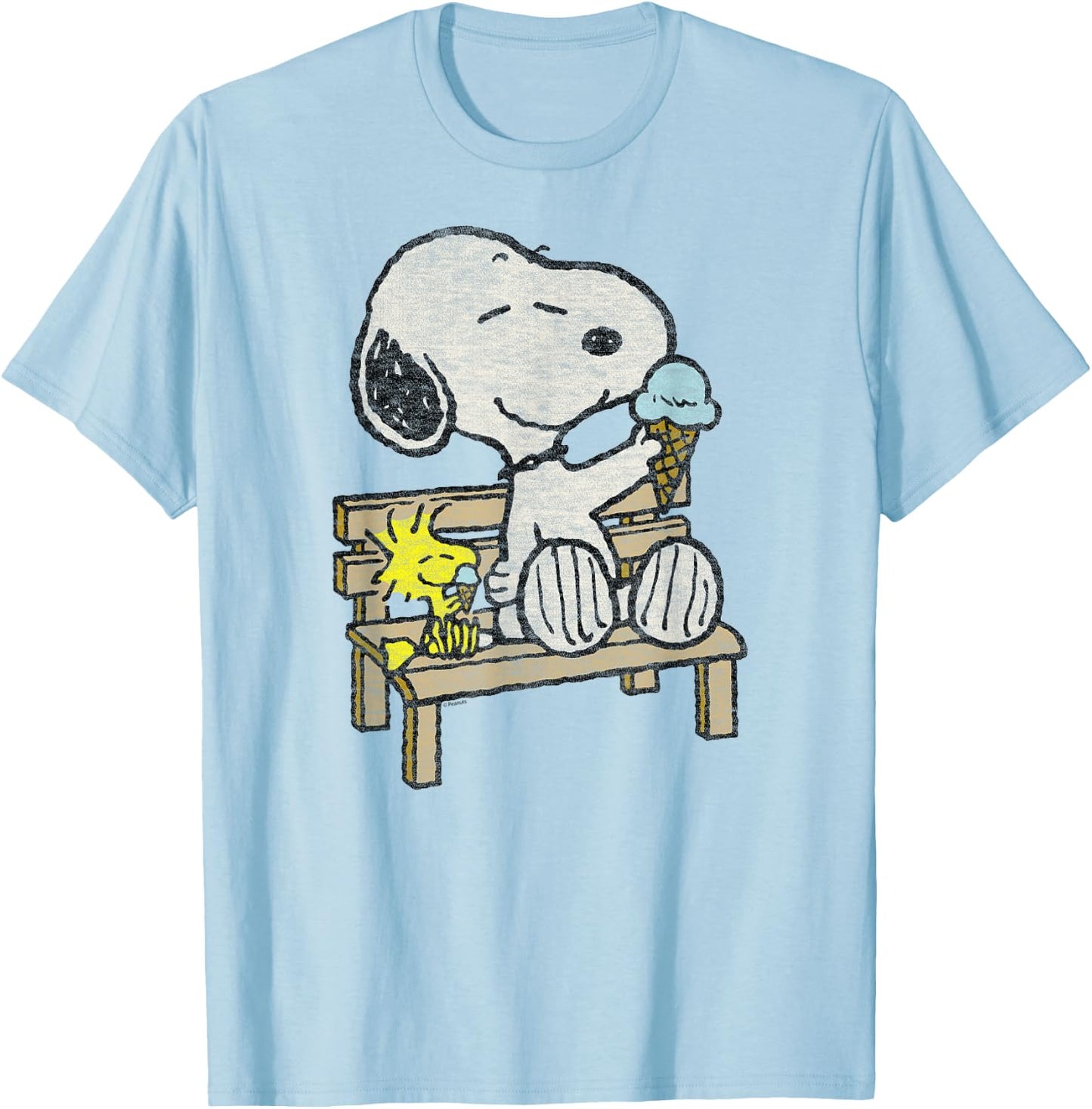 Peanuts - Snoopy Woodstock Bench T-Shirt - T-Shirt | Light Blue