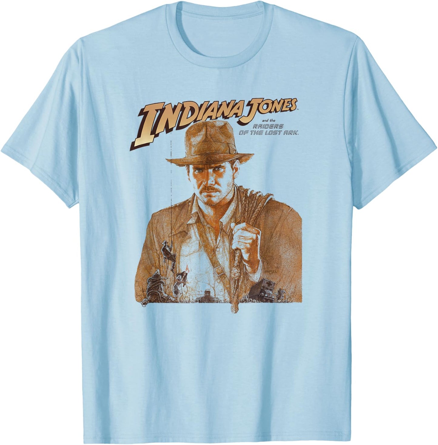 Indiana Jones Raiders of The Lost Ark Tonal Movie Poster T-Shirt - T-Shirt | Light Blue