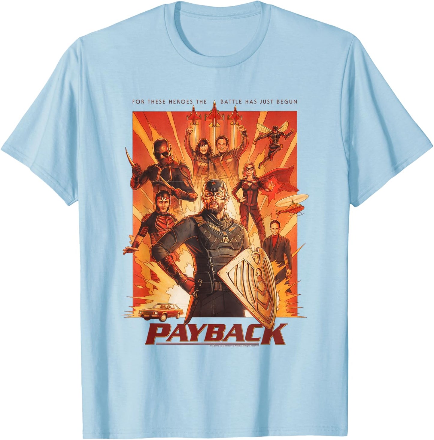 The Boys Soldier Boy Supe Payback Retro Collage T-Shirt - T-Shirt | Light Blue