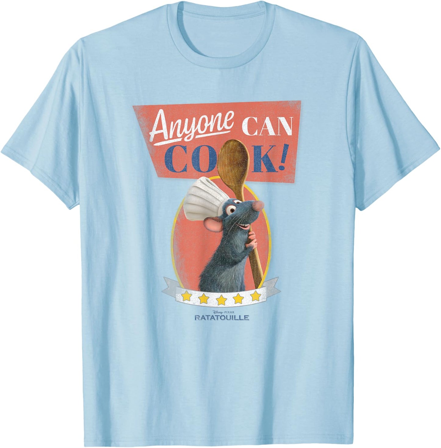 Disney Pixar Ratatouille Anyone Can Cook Five Stars T-Shirt - T-Shirt | Light Blue