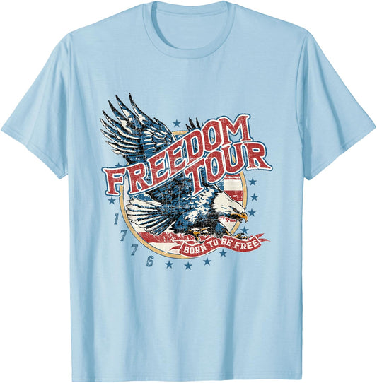 Retro Freedom Funny Tour Since 1776 4th Of July Eagle Men T-Shirt - T-Shirt | Light Blue