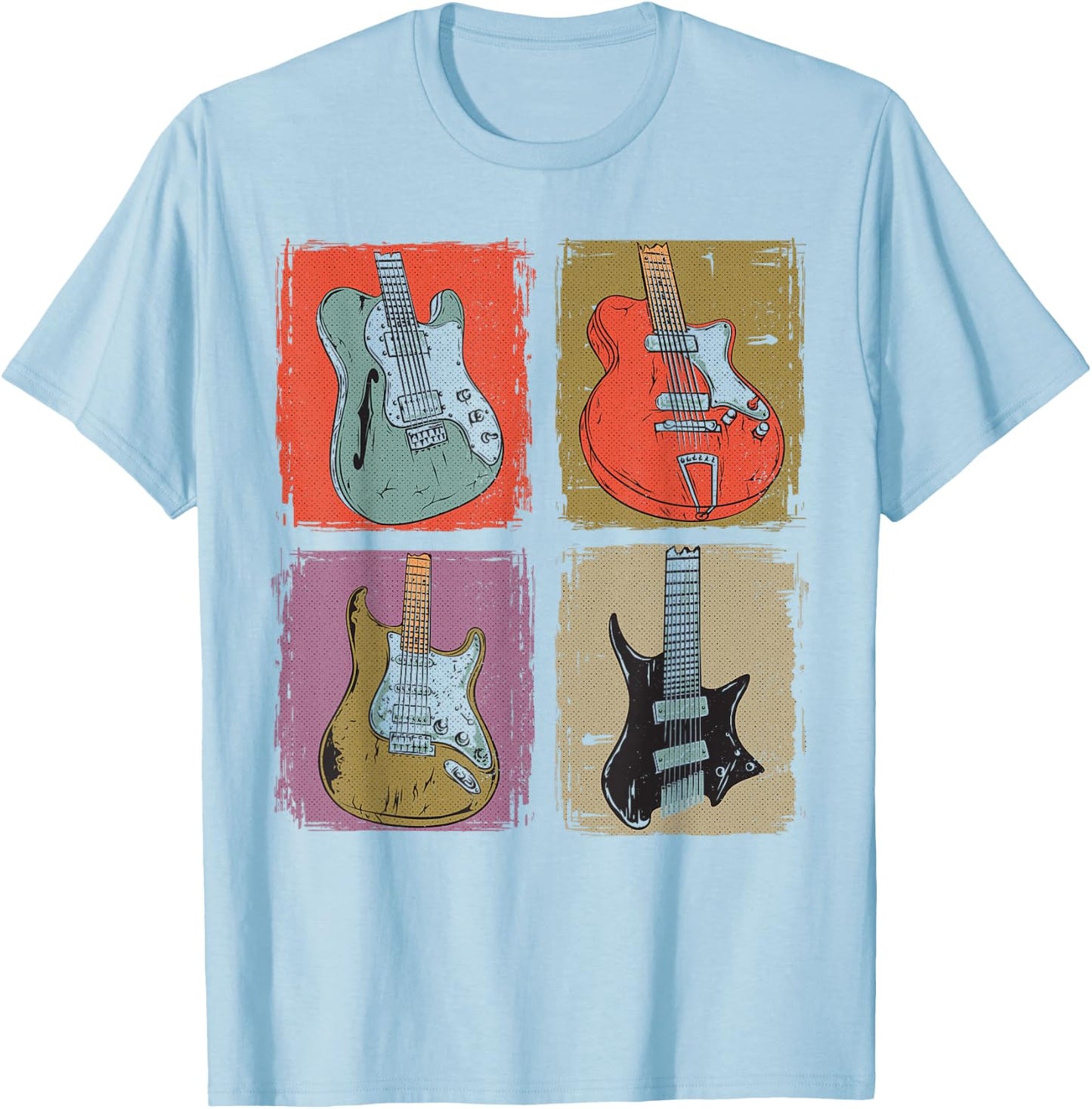 Electric Guitar Collection Band Guitarist Vintage Music T-Shirt - T-Shirt | Light Blue