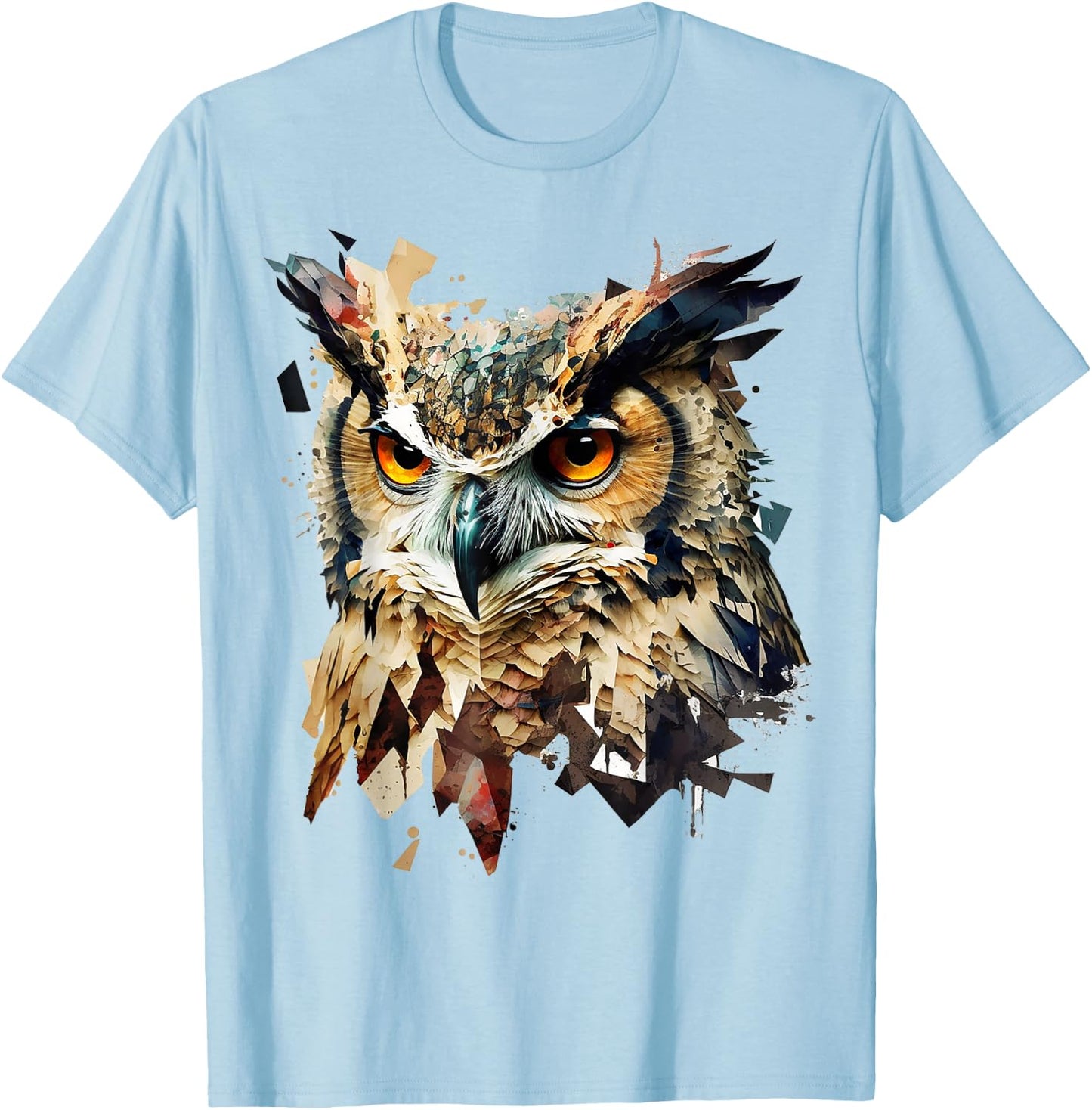 Art abstract owl bird animals T-Shirt - T-Shirt | Light Blue
