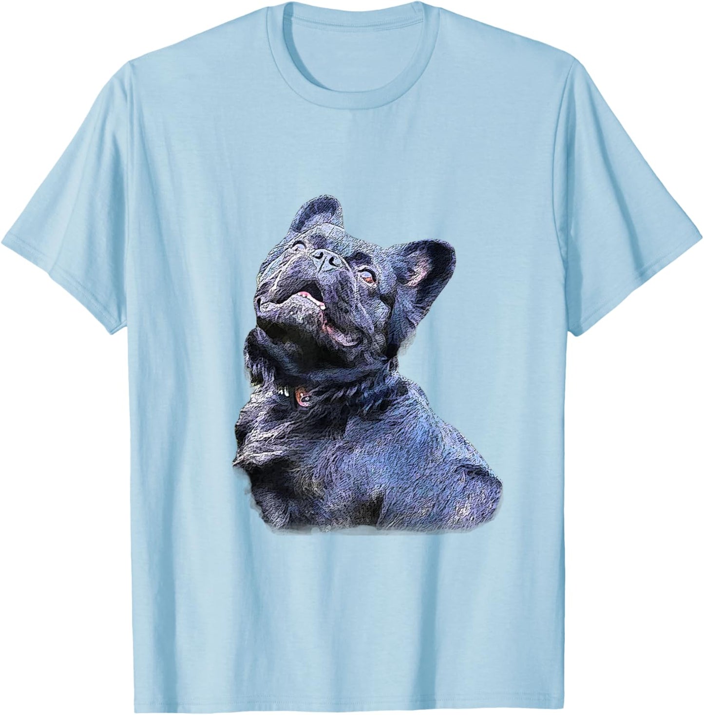 Fluffy Frenchie French Bulldog Top Women Kids T-Shirt - T-Shirt | Light Blue