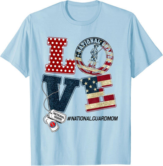 Love National Guard Mom Graduation Proud National Guard Mom T-Shirt - T-Shirt | Light Blue