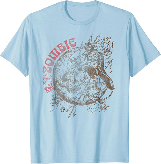 Rob Zombie – Moon And The Devil On White T-Shirt - T-Shirt | Light Blue