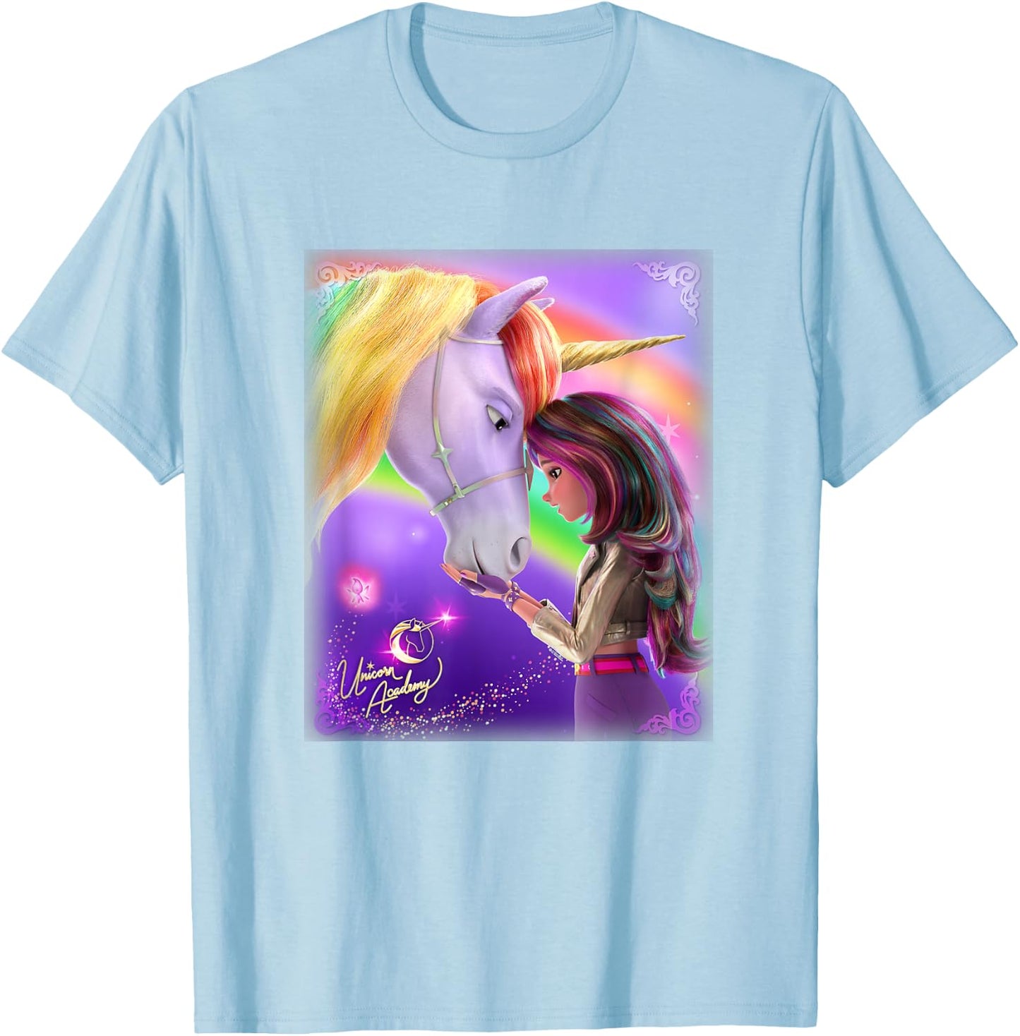 Unicorn Academy Connection Graphic Logo T-Shirt - T-Shirt | Light Blue