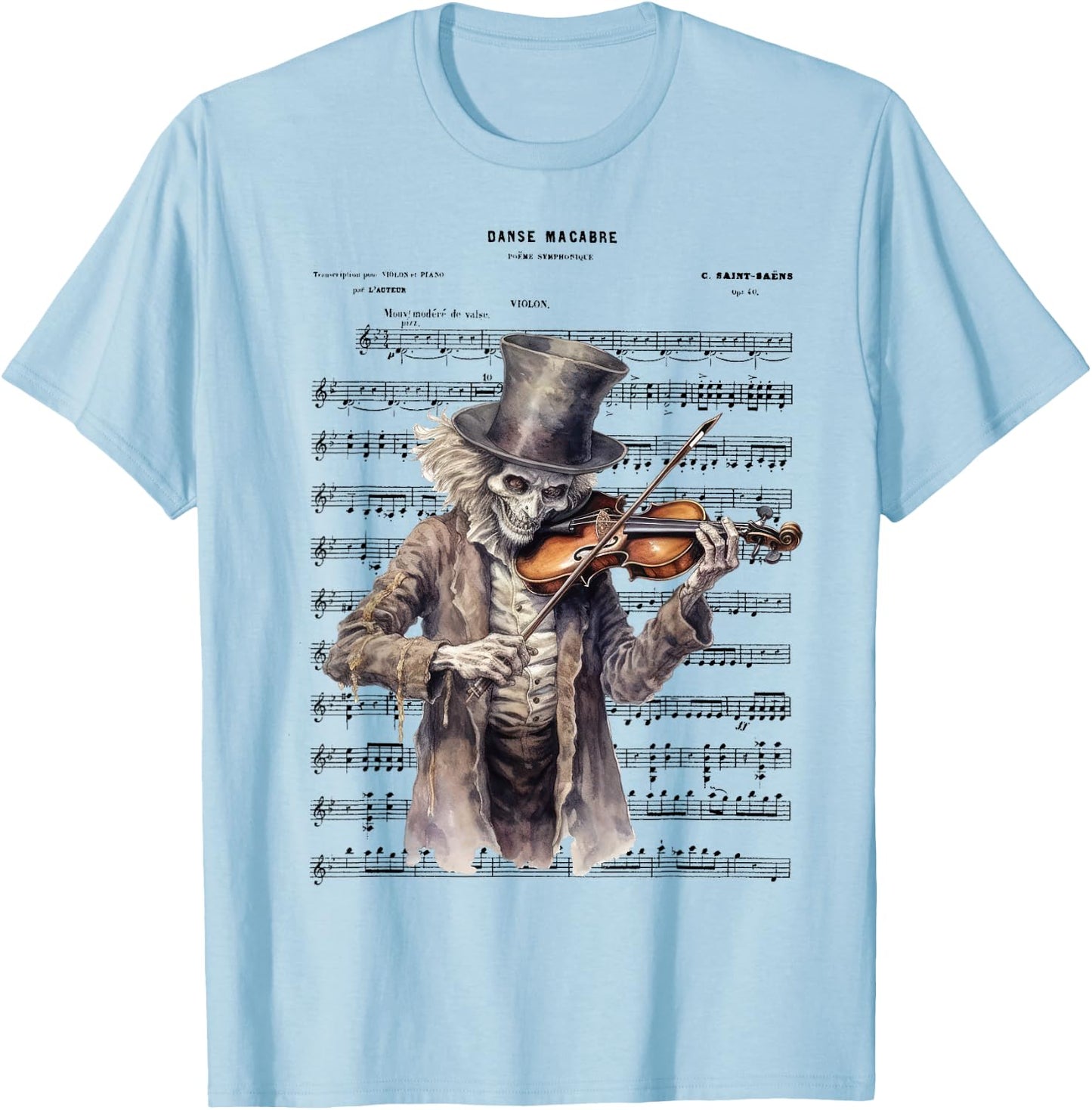 Danse Macabre Violin Halloween T-Shirt - T-Shirt | Light Blue