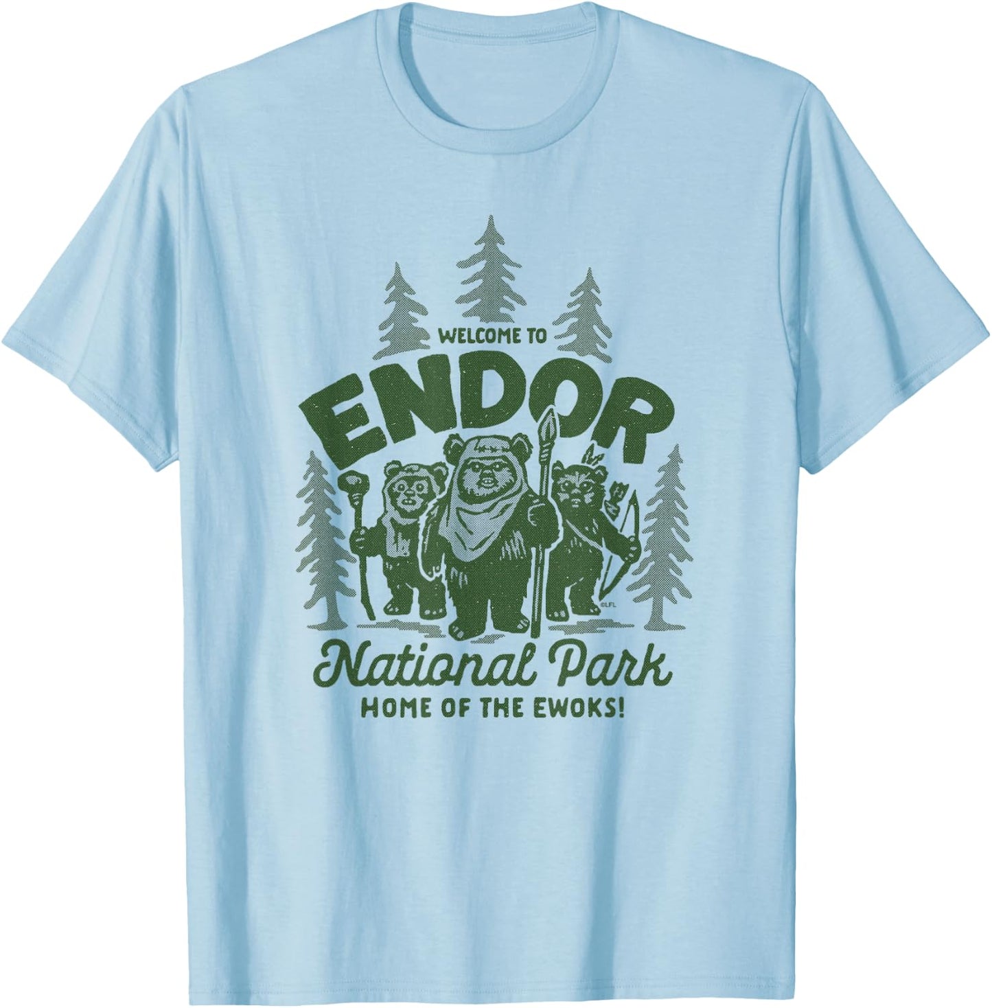 Star Wars Travel Vacation Endor National Park Ewoks T-Shirt - T-Shirt | Light Blue
