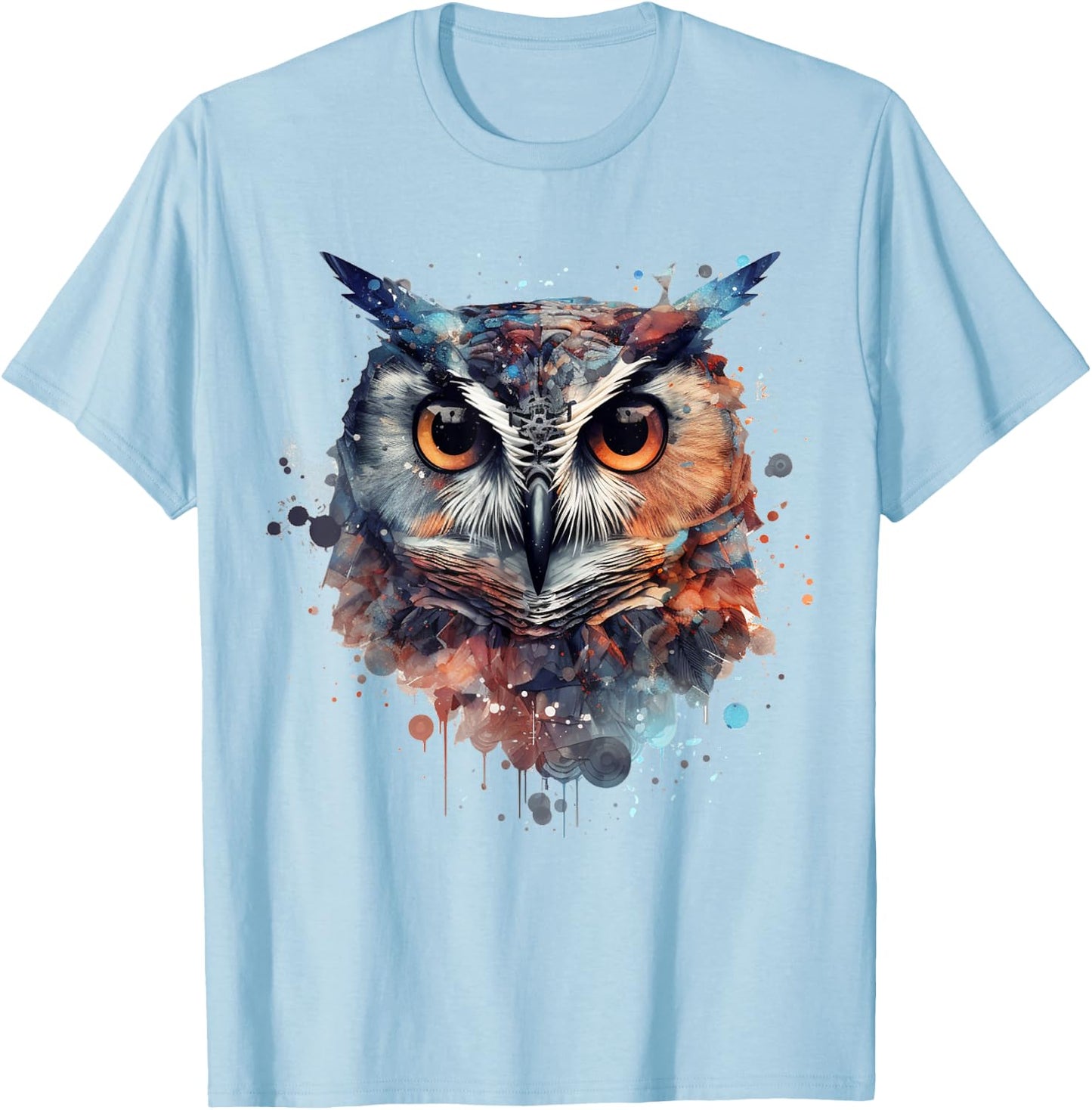 Owl animal lovers colourful artwork - animal bird art owl T-Shirt - T-Shirt | Light Blue