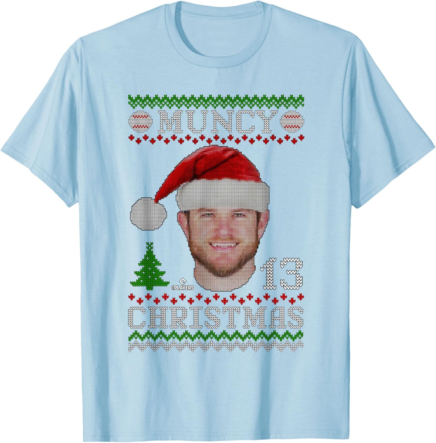Max Muncy Los Angeles Baseball Christmas Sweater MLBPA T-Shirt - T-Shirt | Light Blue