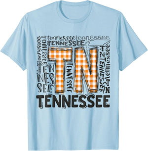 Tennessee State Flag Orange Plaid TN T-Shirt - T-Shirt | Light Blue