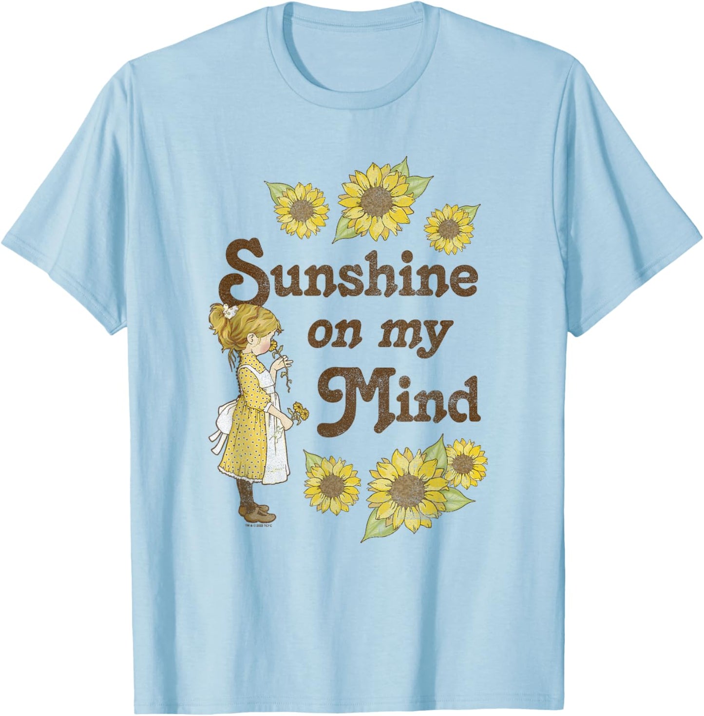 Holly Hobbie Sunshine On My Mind Sunflower Girl Vintage T-Shirt - T-Shirt | Light Blue