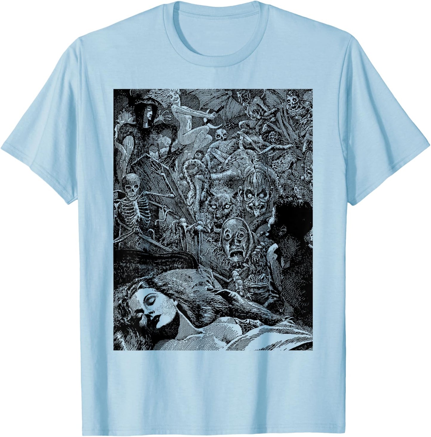 Classic Halloween Monsters Slasher Horror Movie Horror Show T-Shirt - T-Shirt | Light Blue