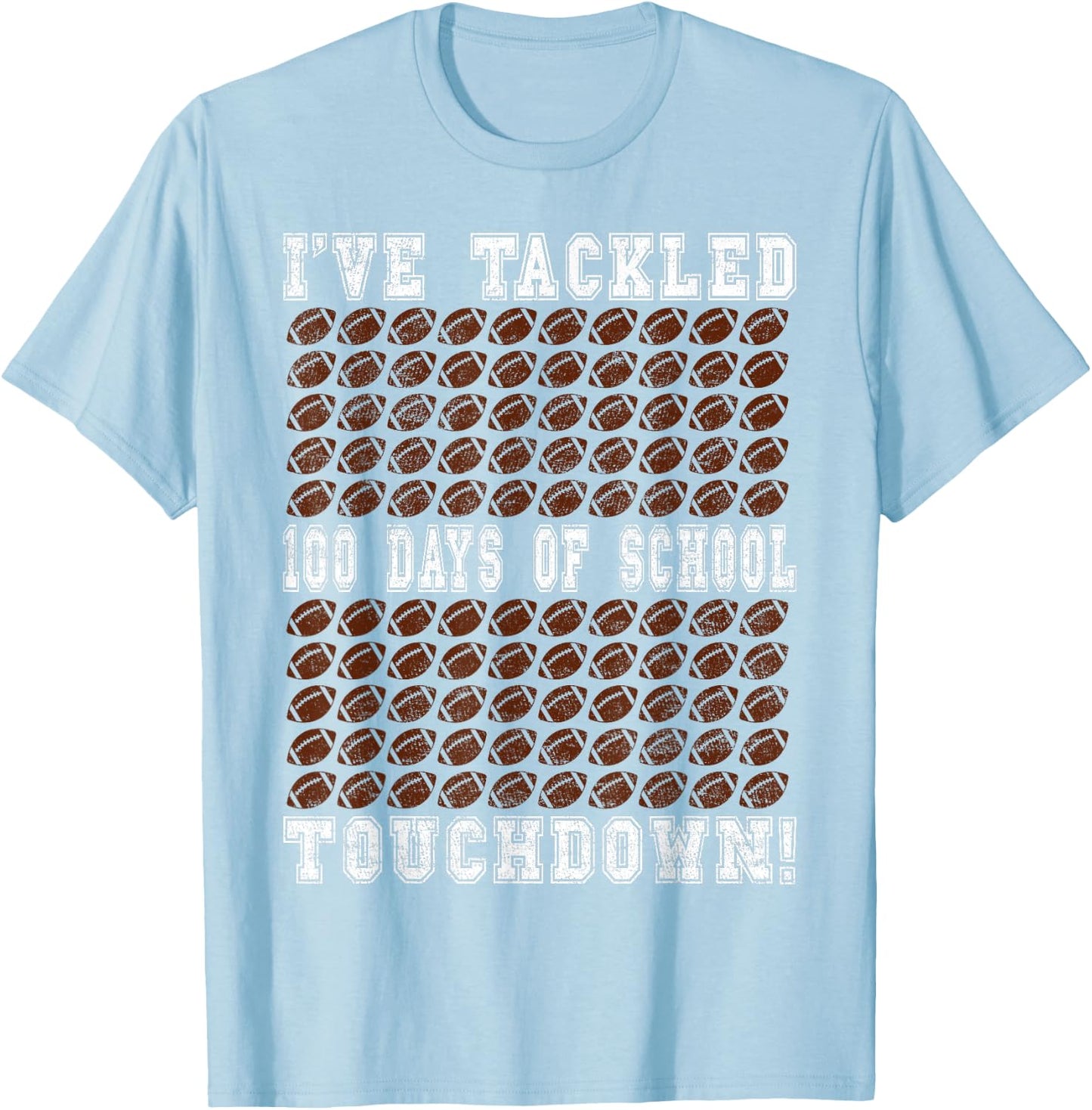 100 Days of School Party - Football 100th Day of School T-Shirt - T-Shirt | Light Blue