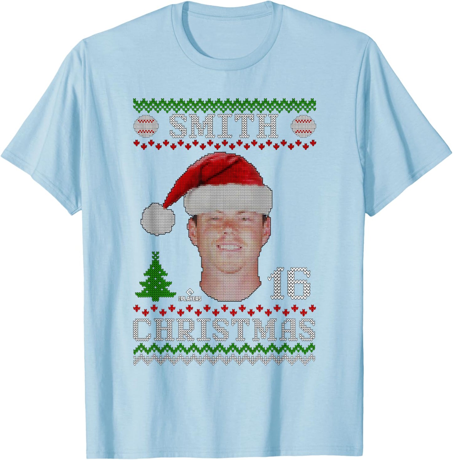 Will Smith Los Angeles Baseball Christmas Sweater MLBPA T-Shirt - T-Shirt | Light Blue