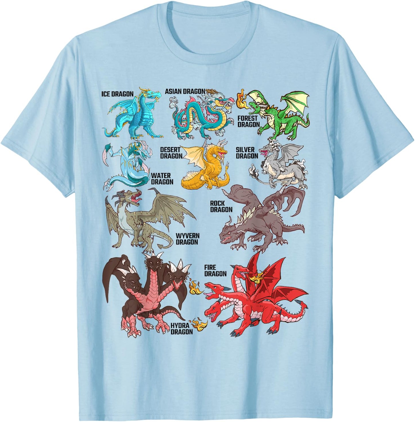 Dragon Types for Dragon Lovers the Dragon Type T-Shirt - T-Shirt | Light Blue