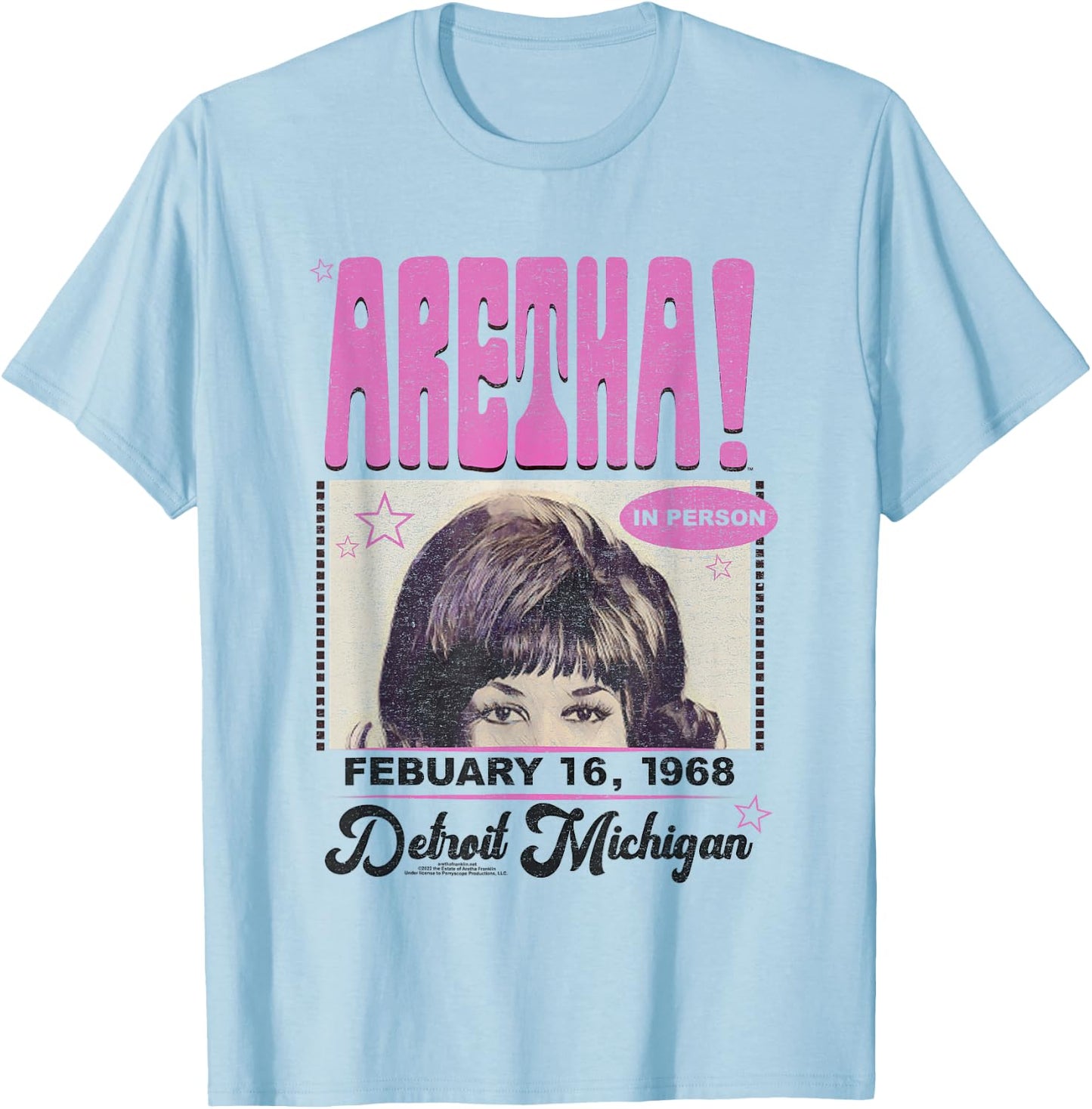 Aretha Franklin DETROIT T-Shirt - T-Shirt | Light Blue