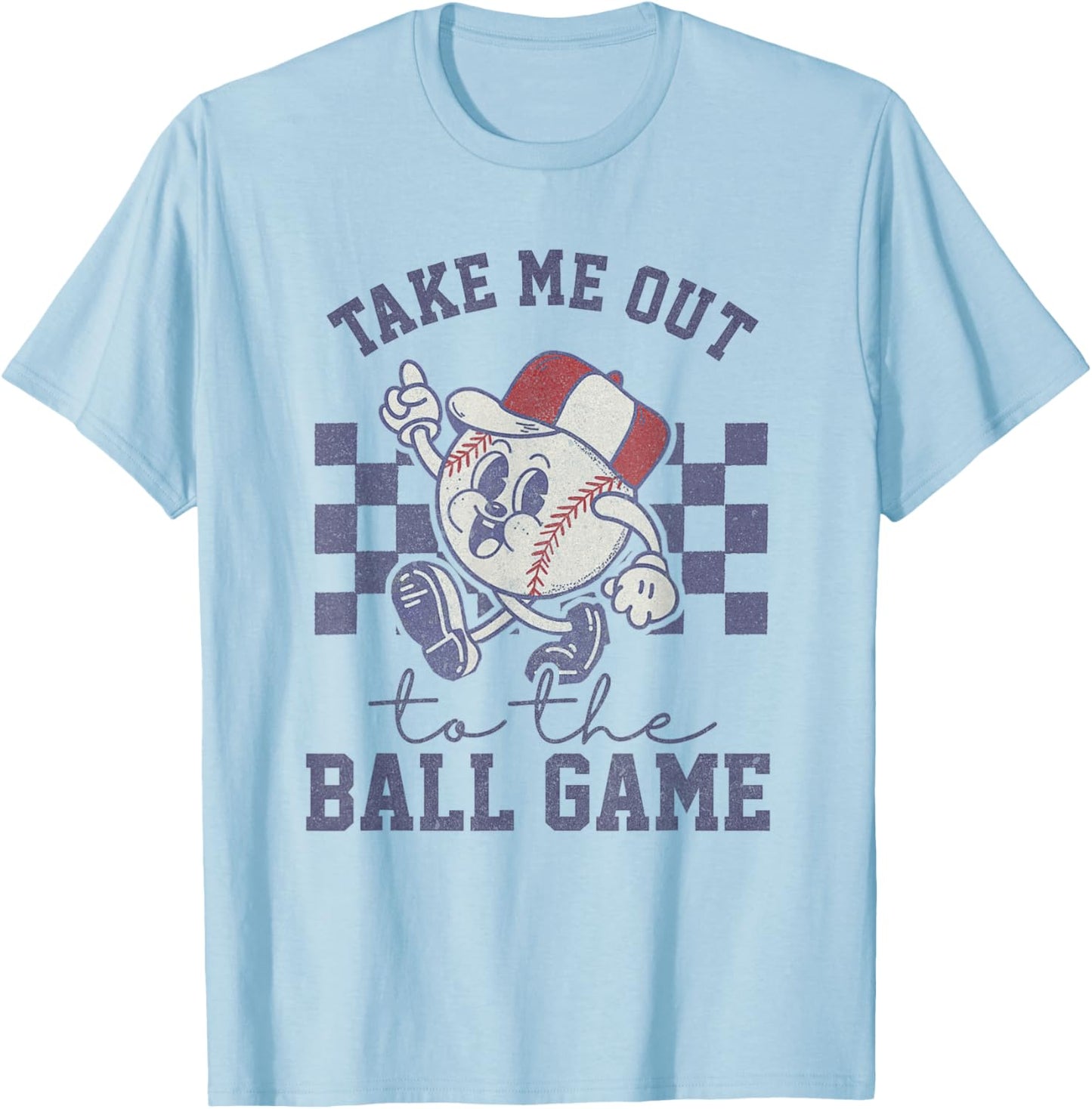 Take Me Out To The Baseball Ball Game Softball Vintage T-Shirt - T-Shirt | Light Blue