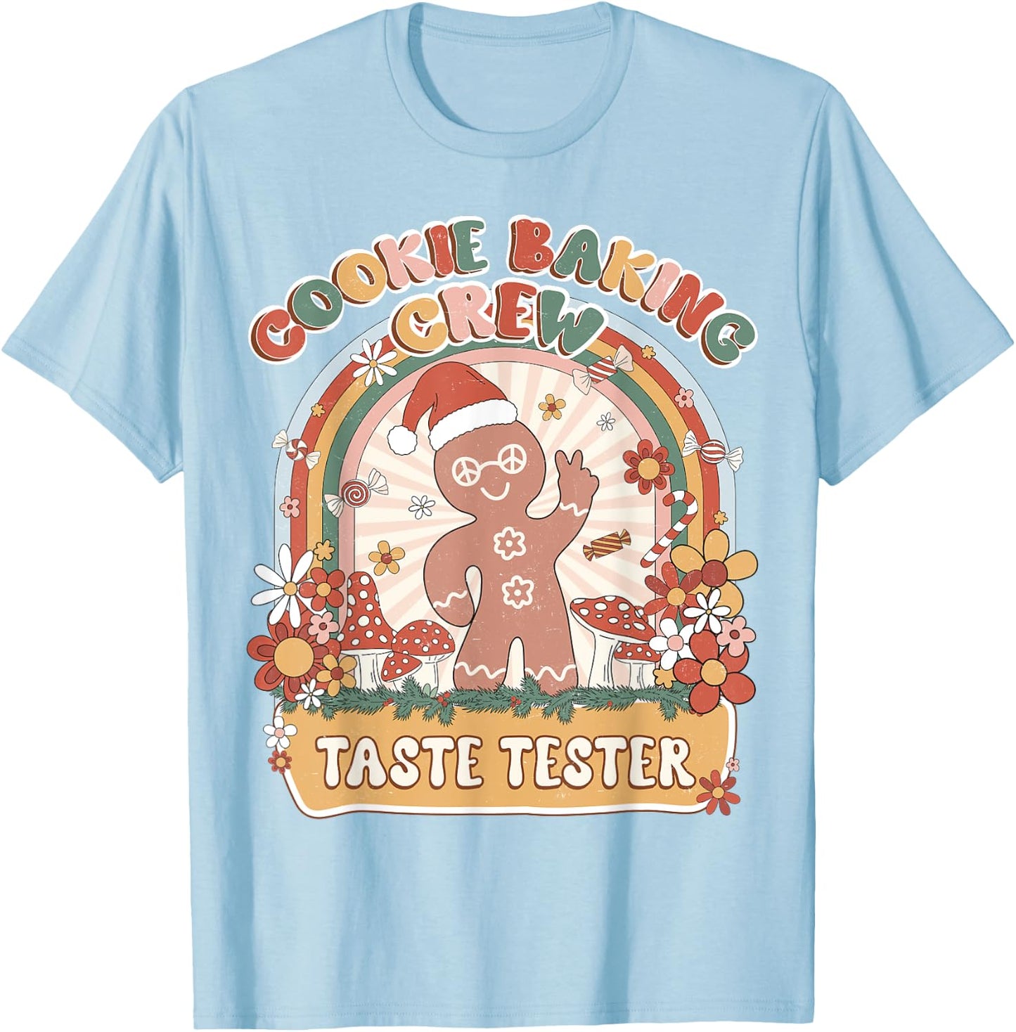 Taste Tester Cookie Baking Crew Retro Groovy Matching Family T-Shirt - T-Shirt | Light Blue