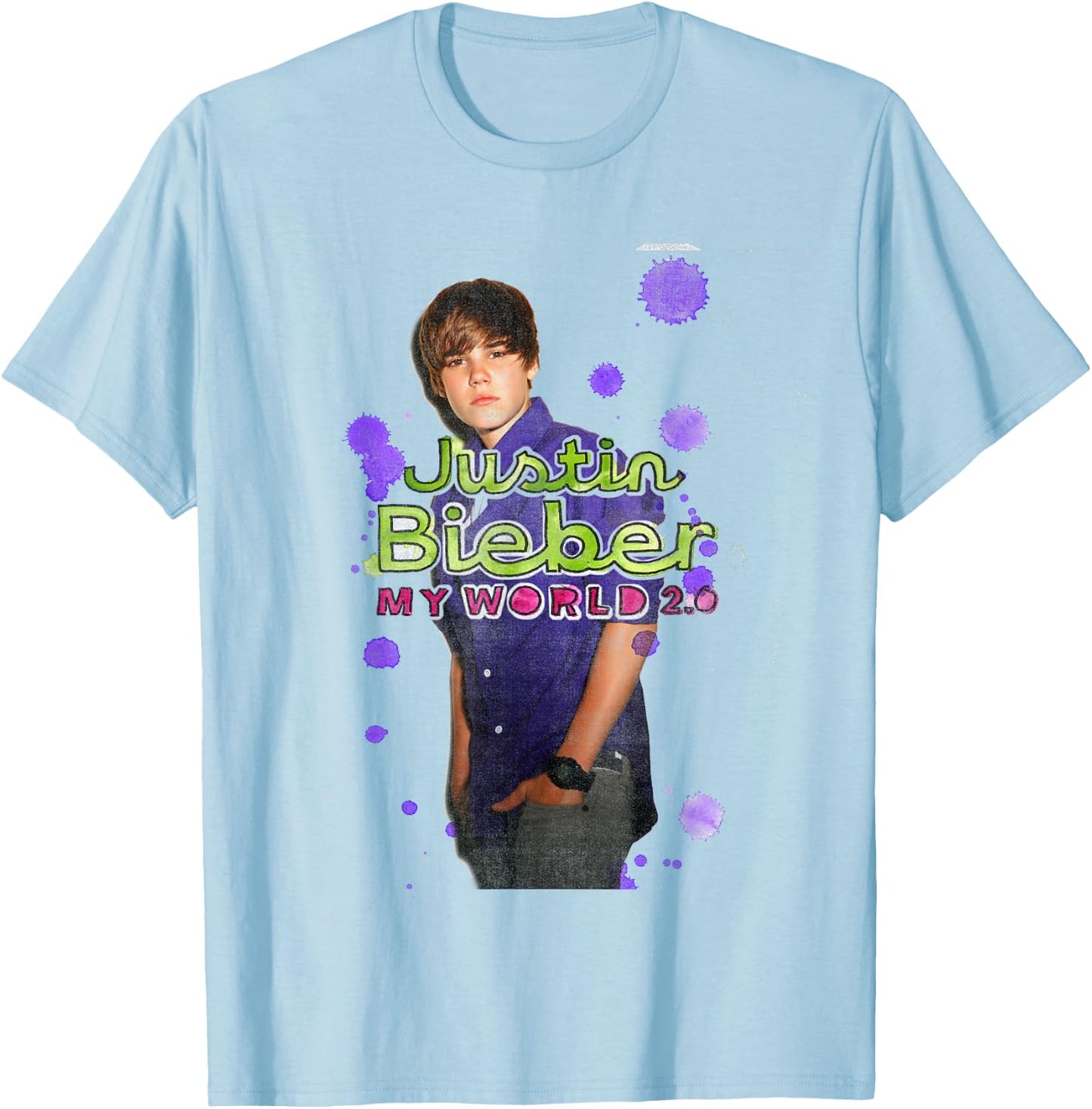 Official Justin Bieber My World 2.0 White T-Shirt - T-Shirt | Light Blue
