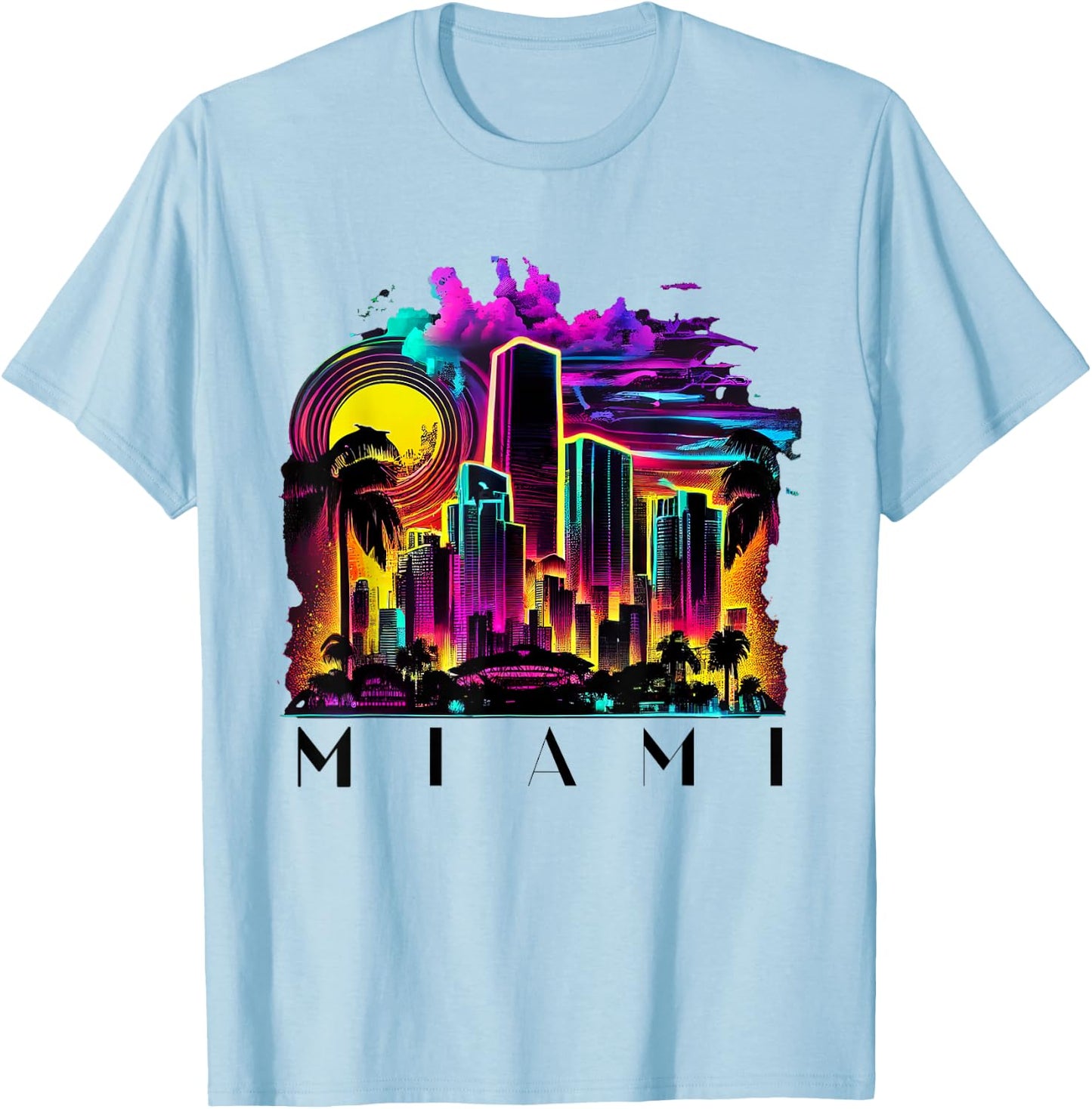 Miami Men Florida Vibrant Colorful Miami Souvenir T-Shirt - T-Shirt | Light Blue
