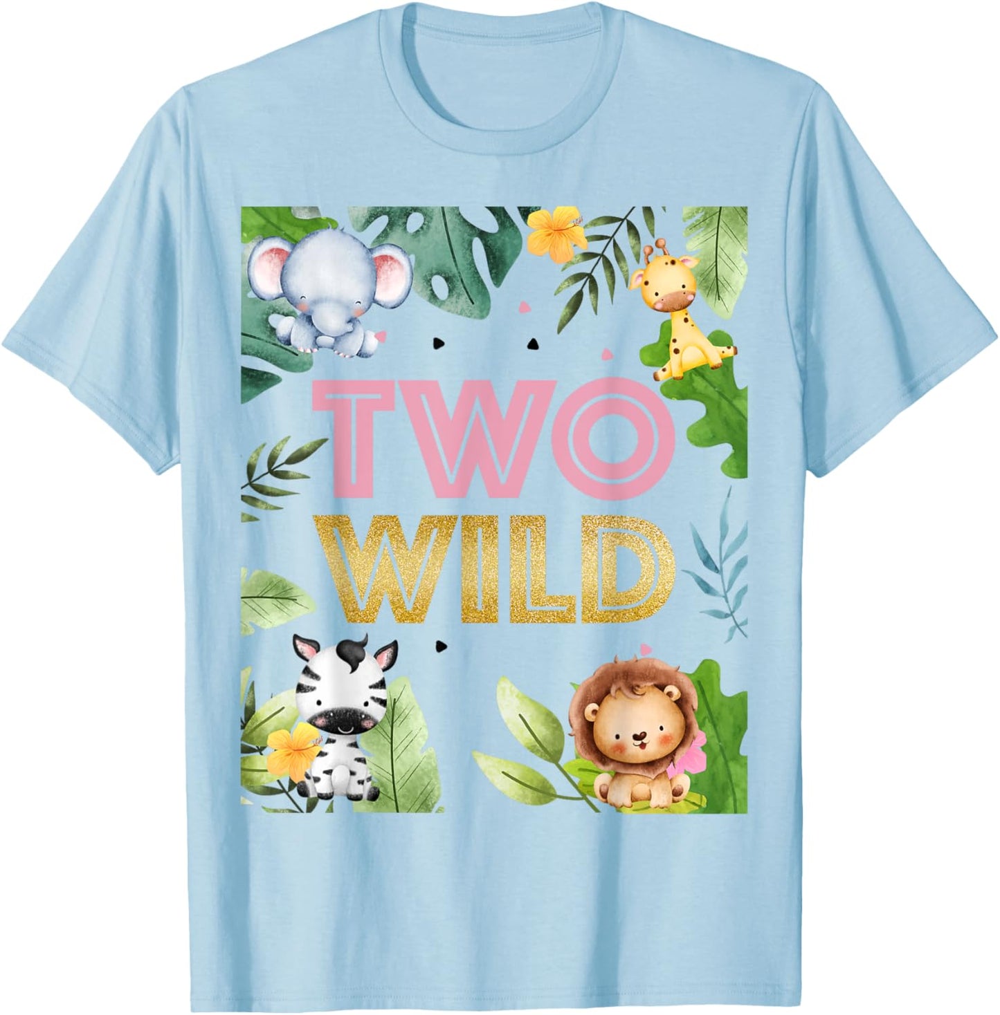 2nd Birthday Two Wild Second Bday Animal Party T-Shirt - T-Shirt | Light Blue