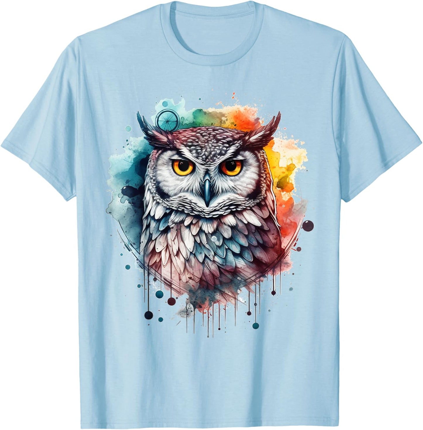 Owl artwork, colourful animal lovers, bird art, animal owl T-Shirt - T-Shirt | Light Blue