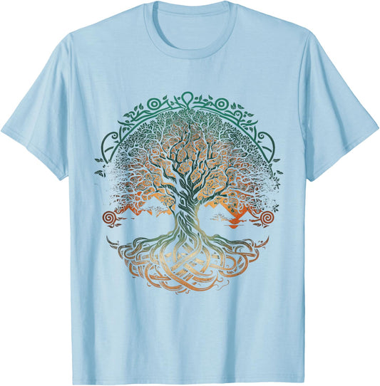 Tree of Life Yggdrasil Viking Midgard Thor Walhalla T-Shirt - T-Shirt | Light Blue