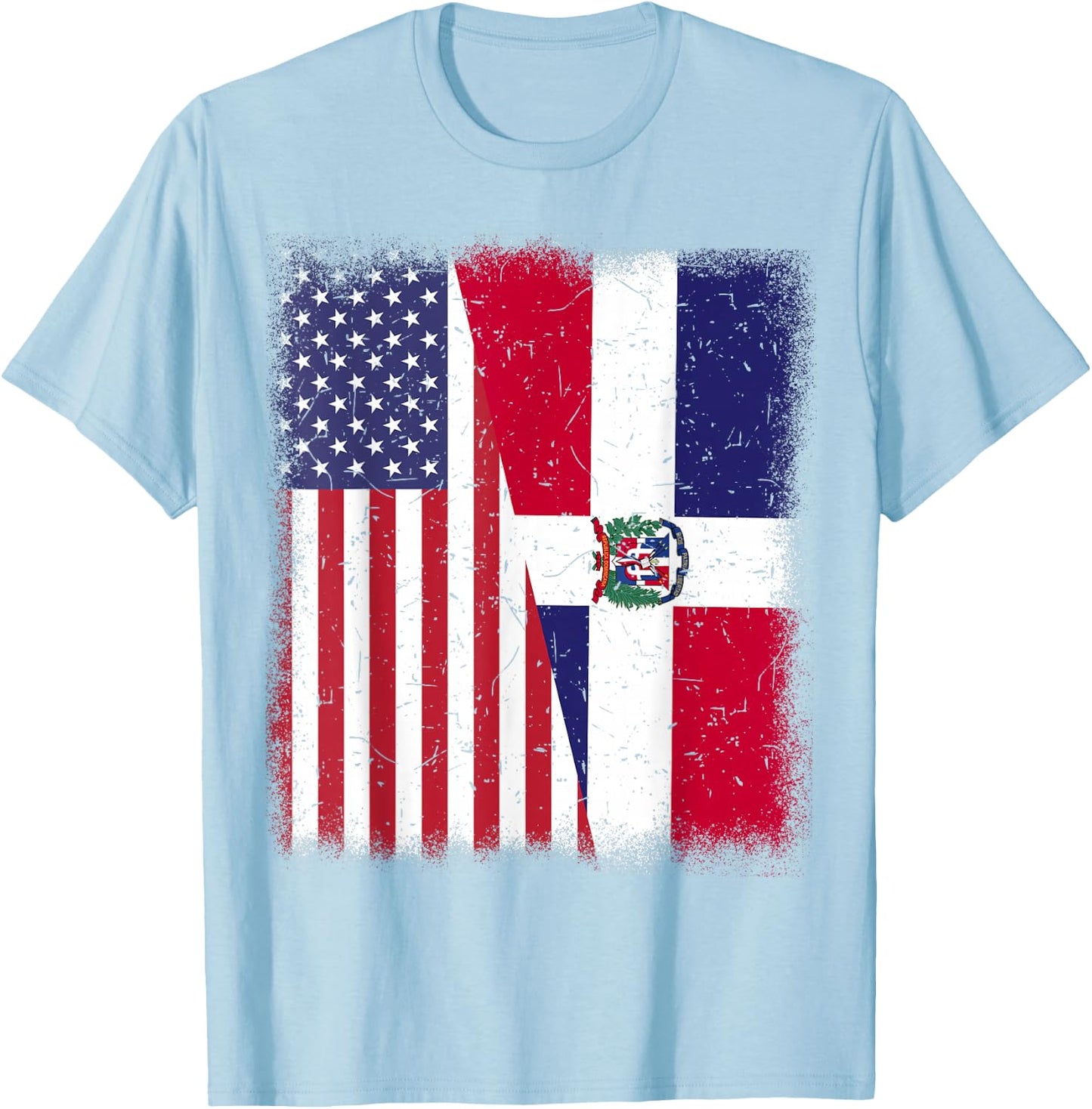 Dominican Republic American Flag Men Women Hispanic Heritage T-Shirt - T-Shirt | Light Blue