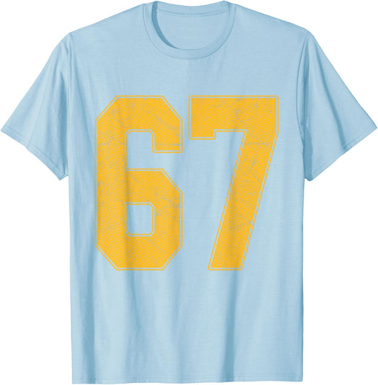 Number 67 Numbered Uniform Sports Team Jersey 67th Birthday T-Shirt - T-Shirt | Light Blue