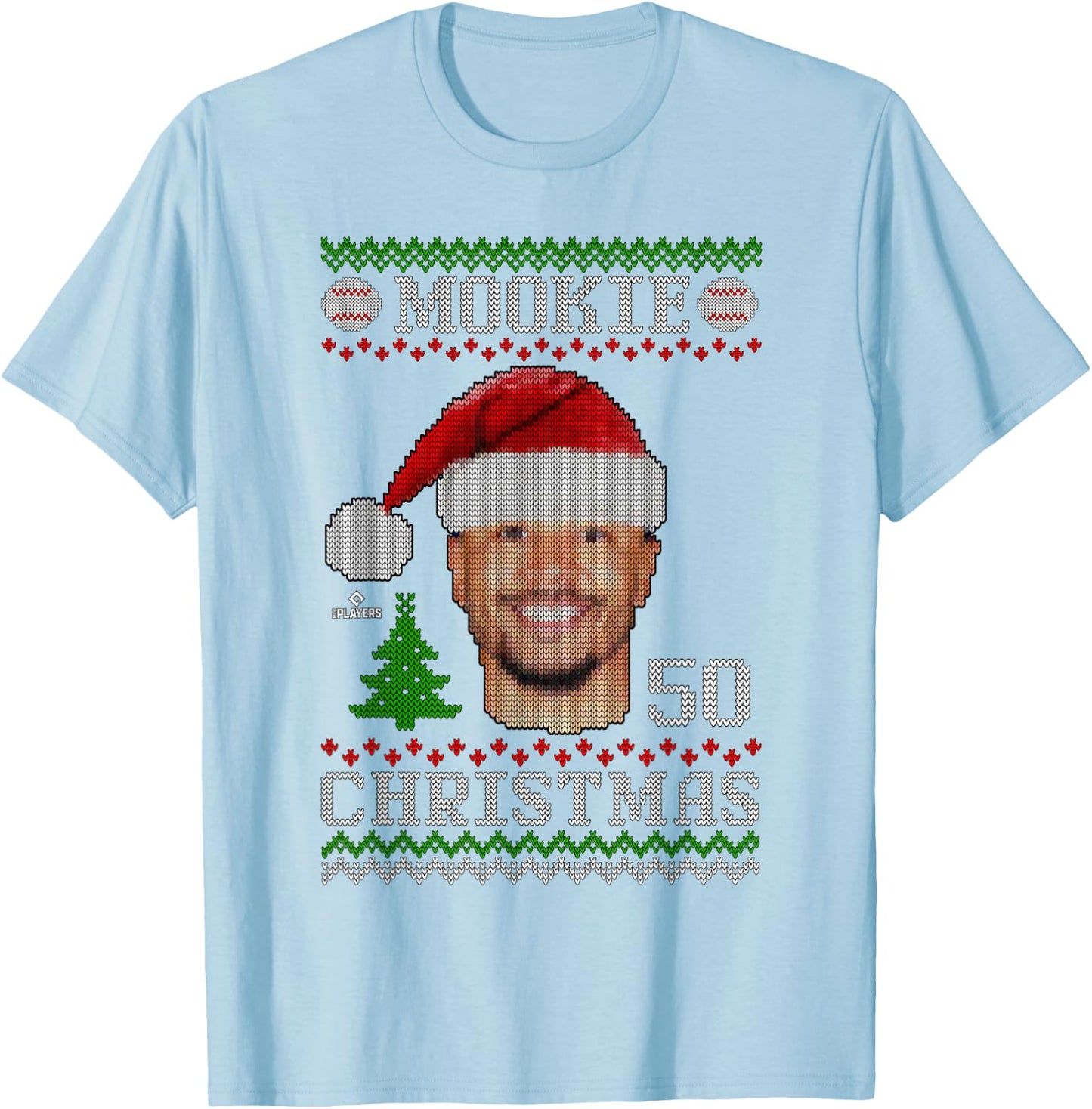 Mookie Betts Los Angeles Baseball Christmas Sweater MLBPA T-Shirt - T-Shirt | Light Blue