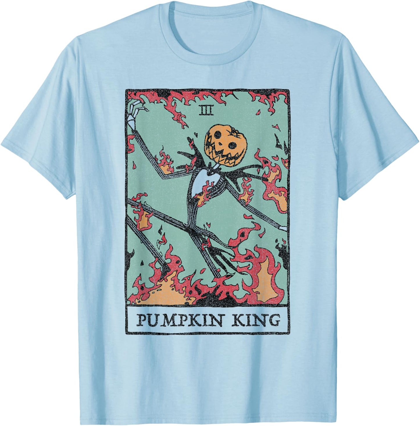 Disney The Nightmare Before Christmas Pumpkin King Tarot T-Shirt - T-Shirt | Light Blue
